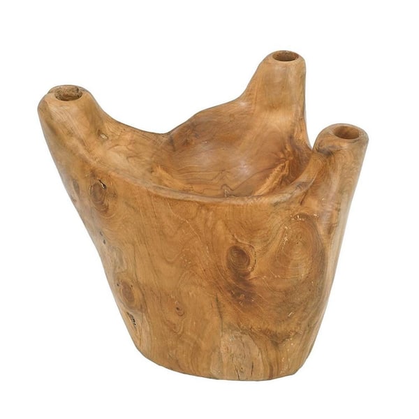 HomeRoots 50 in. H Round Burnished Brown Metal Floor Vase