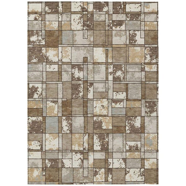 Chantille Machine Washable Indoor/Outdoor Abstract ACN2442 Brown 8 ft. x 10 ft. Area Rug