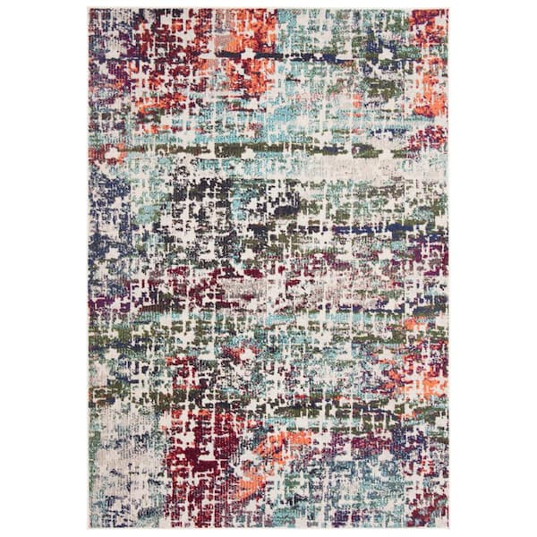 SAFAVIEH Madison Blue/Green 4 ft. x 6 ft. Geometric Area Rug