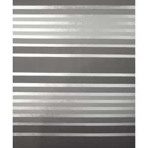 Mayfair Charcoal Metallic Stripe 20.5 in. x 33 ft. Unpasted Peelable Paper Wallaper