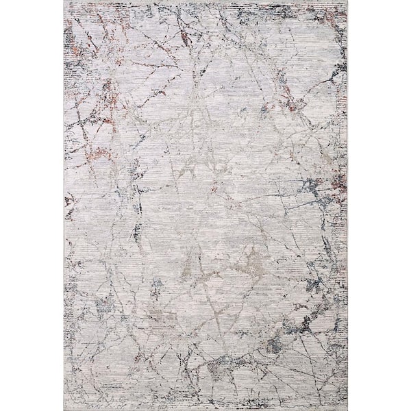 Dynamic Rugs Carson 9 ft. X 12 ft. Ivory/Blue Abstract Indoor Area Rug
