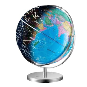 Illuminated World Globe with Stand 16.54 in. x 13 in. 330.2 mm Educational Globe with Metal Base & LED Light for Kids