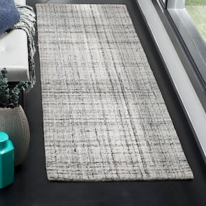 Abstract Gray/Black 2 ft. x 14 ft. Striped Runner Rug