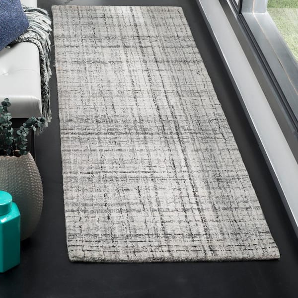 Abstract Gray/Black 2 ft. x 20 ft. Striped Runner Rug