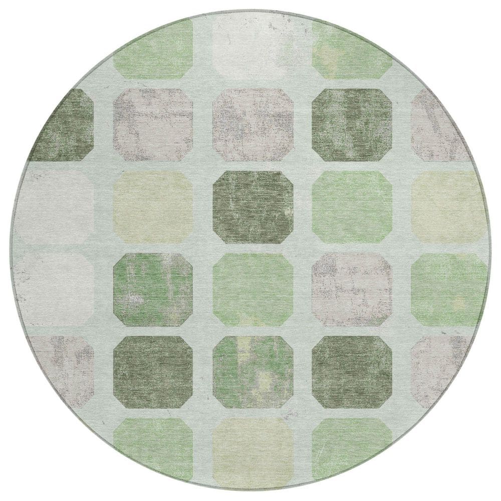 Chantille Machine Washable Indoor/Outdoor Abstract ACN1950 Aloe 8 ft. x 8 ft. Round Rug price history on PriceWatchPro