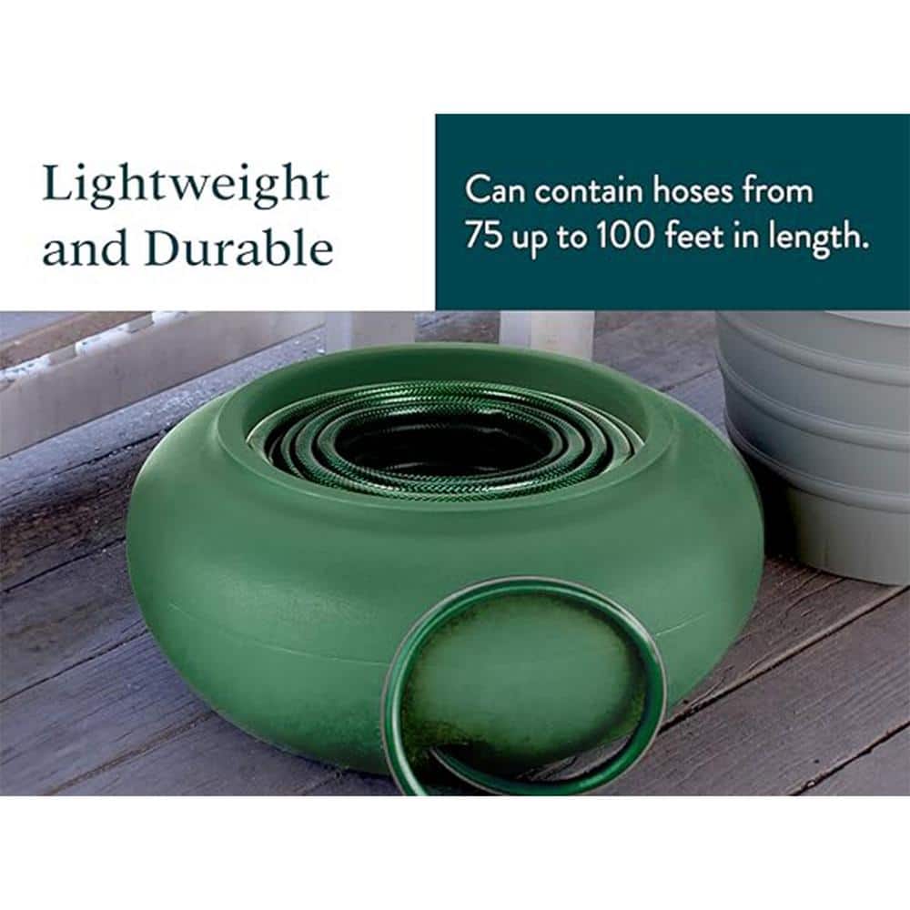 Grassy Green 21 Inch Round Plastic Garden Hose Storage Pot