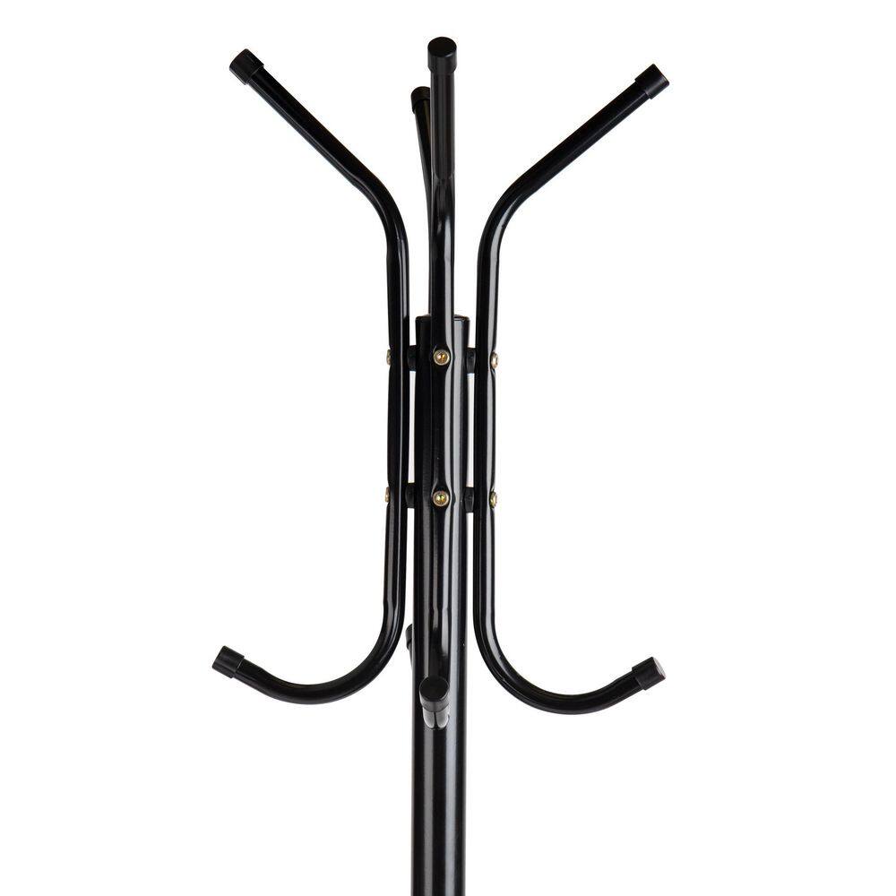 Black Metal Freestanding Coat Rack with Umbrella Stand