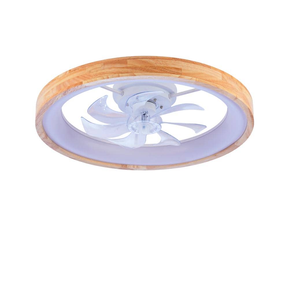 19.7 in. LED Indoor Flush Mount White Wood Farmhouse Style Indoor Ceiling Fan with Light Kit and DC Motor price history on PriceWatchPro