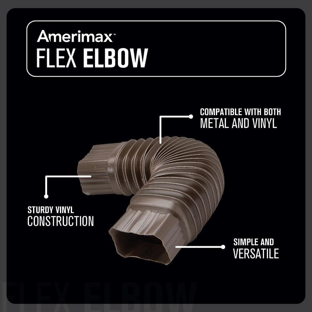 Amerimax Home Products Flex-Elbow 2 in. x 3 in. Brown Vinyl Downspout Elbow 3708419