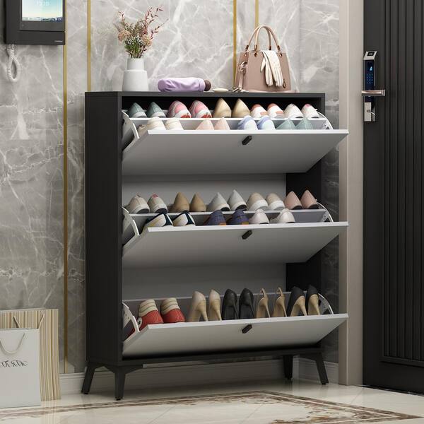 Wooden Shoe Storage Cabinet Cupboard Stylish Footwear Rack And Display Cupboard 