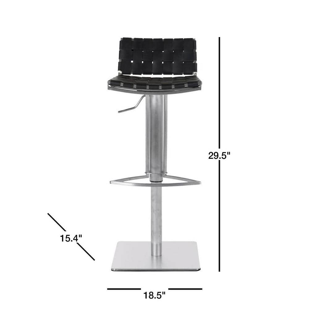 Mitchell Transitional Black Leather Adjustable Swivel Barstool