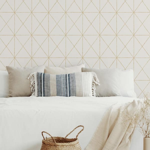 White and Gold Get In Line White and Gold Wallpaper Sample