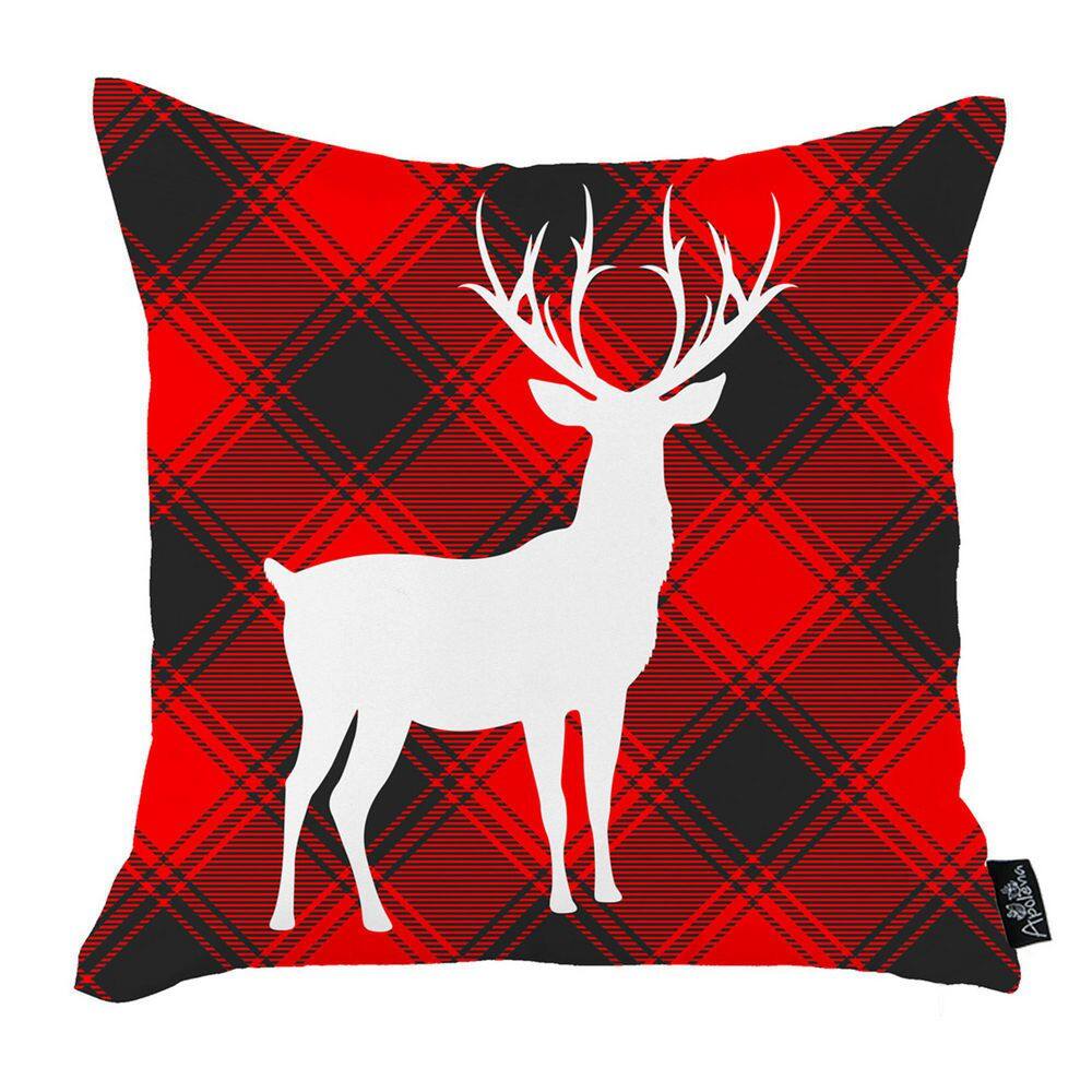 Christmas Red and White Plaid Decorative Throw Pillow Set