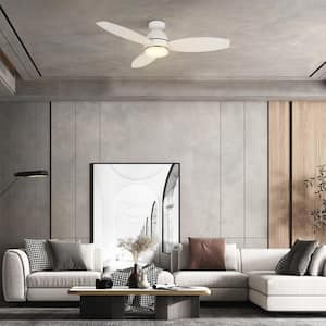 Bretton 48 in. Integrated LED Indoor/Outdoor White Smart Ceiling Fan with Light and Remote, Works with Alexa/Google Home