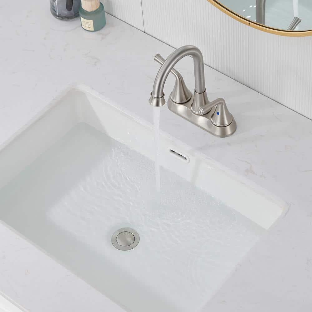 Brushed Nickel Dual Handle Bathroom Sink Faucet with Drain Kit