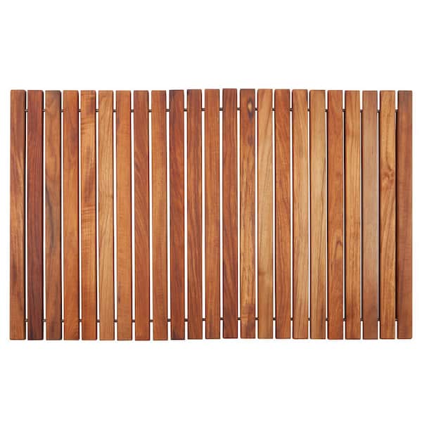 NORDIC STYLE LLC Oiled Brown Teak Indoor and Outdoor Shower/Bath String Mat 31.4 in. x 19.6 in.
