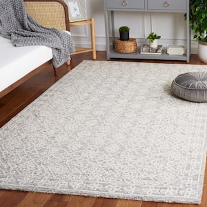 Ebony Gray/Ivory Doormat 3 ft. x 5 ft. Floral Area Rug