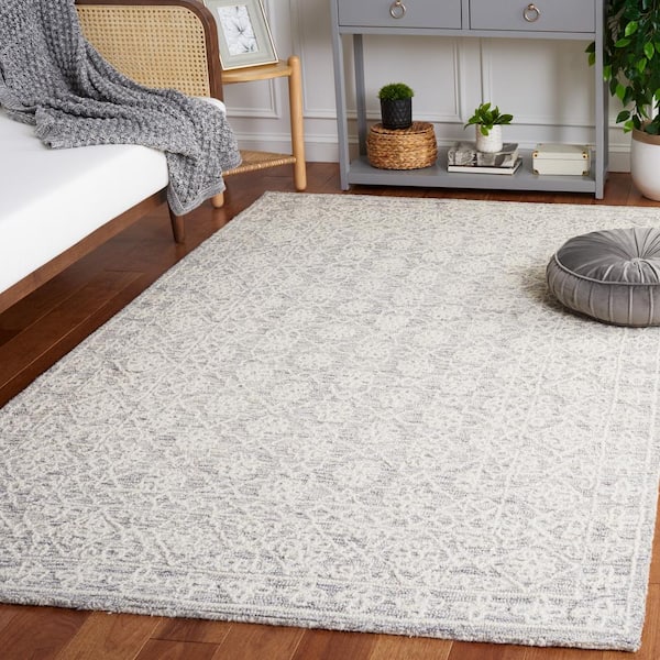 Ebony Gray/Ivory 8 ft. x 10 ft. Floral Area Rug