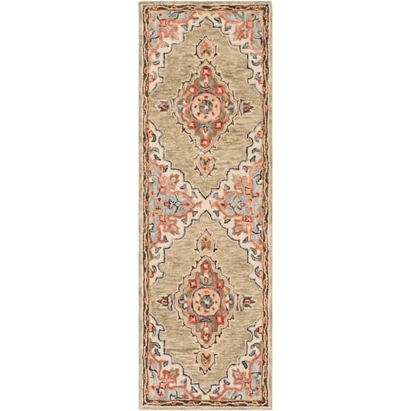 Aspen 2 ft. x 13 ft. Sage/Brown Oriental Runner Rug