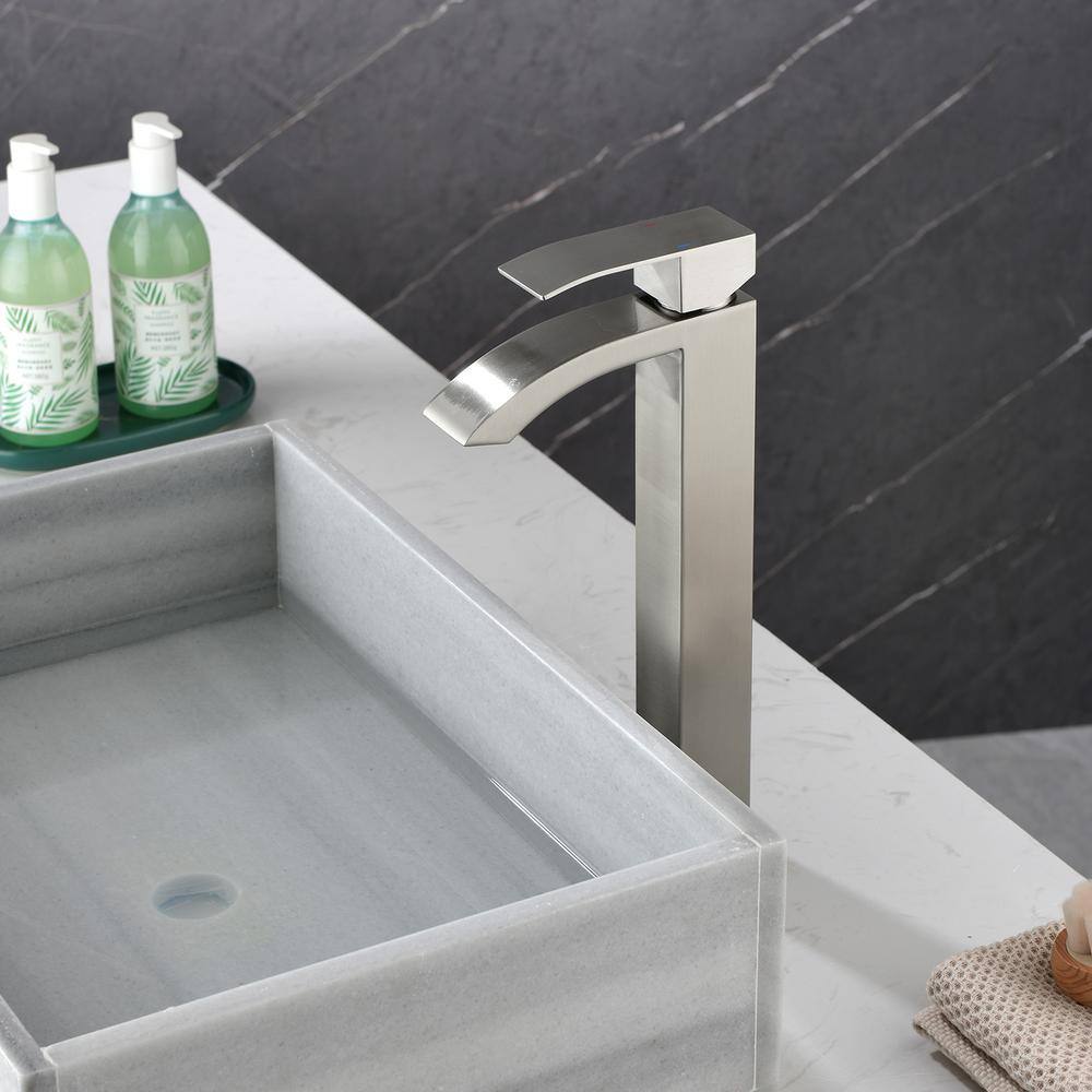 Brushed Nickel Single Handle Vessel Sink Faucet