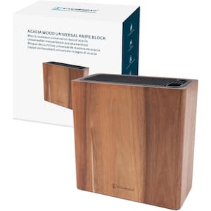 16-Knife Acacia Wood Double-Deck Knife Block Holder with Scissors and Sharpening Rod Slots, Space-Saving Storage Stand