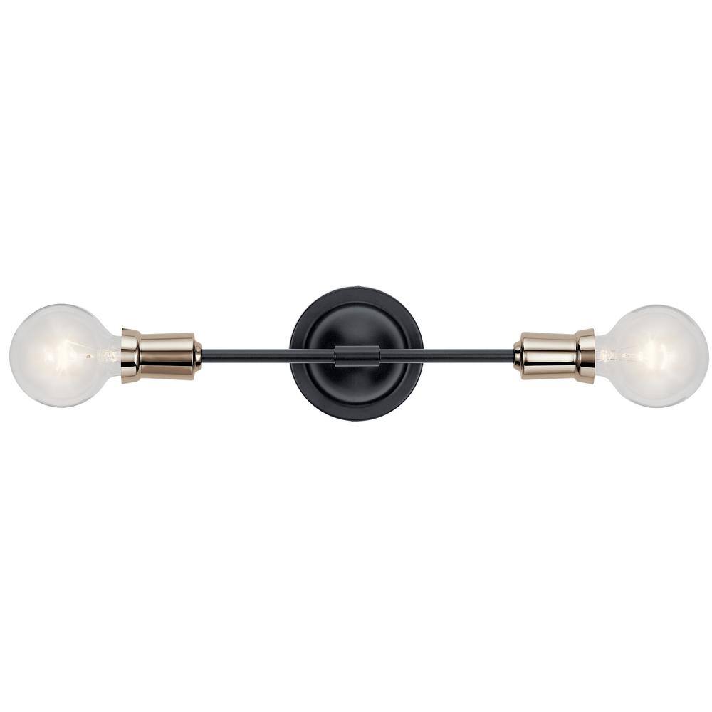 Armstrong Modern Black Steel 2-Light Wall Sconce