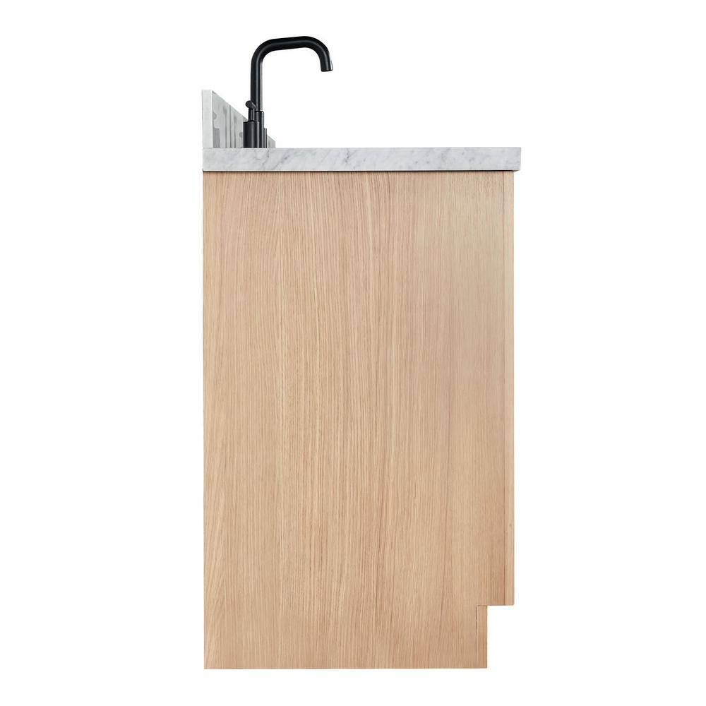 Oak Freestanding Single Vanity with Carrara Marble Top