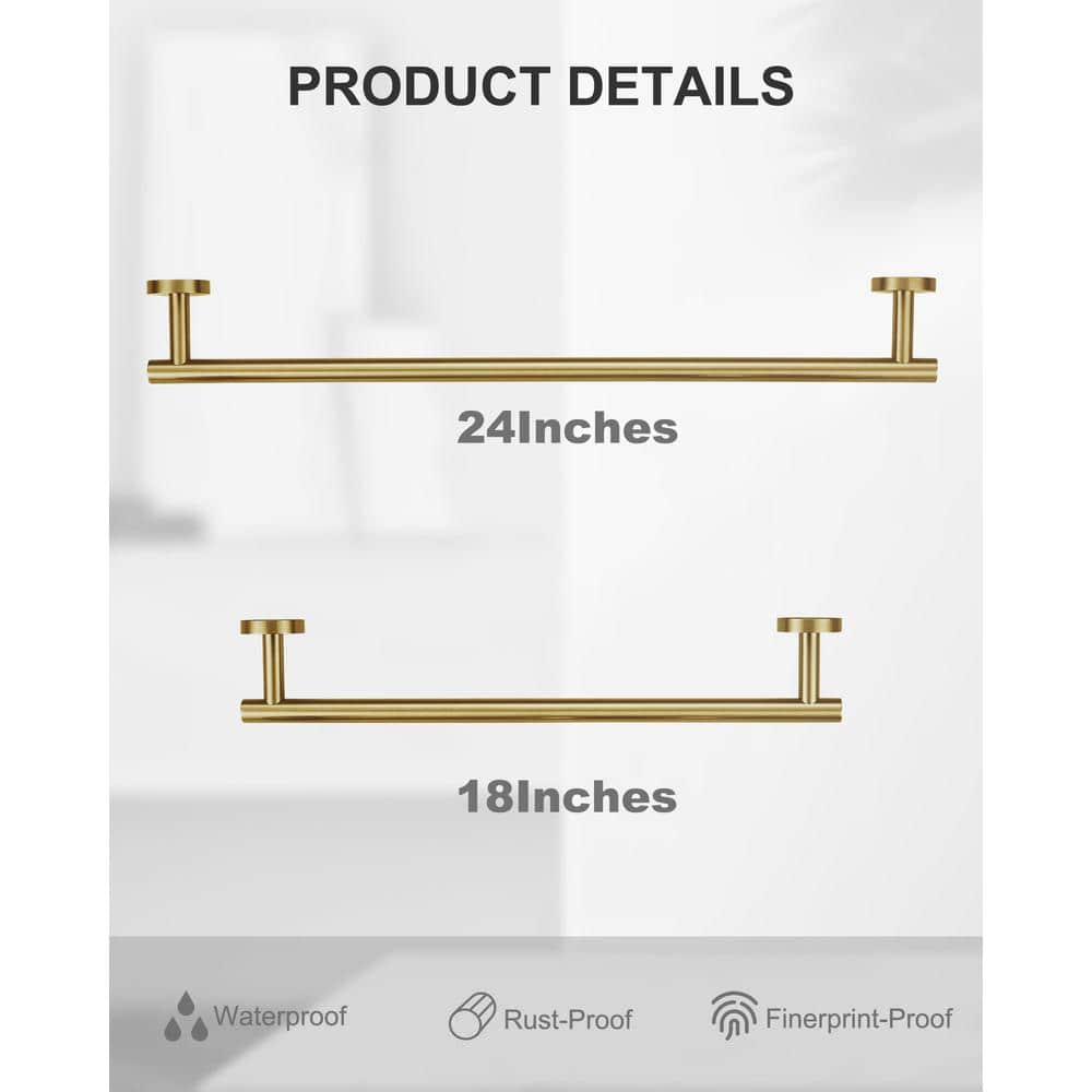 Brushed Gold Stainless Steel 6-Piece Bathroom Hardware Set