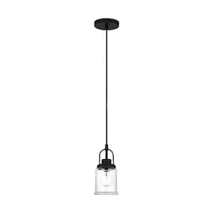 Anders 1-Light Midnight Black Lantern Mini Pendant Light with Clear Glass Shade