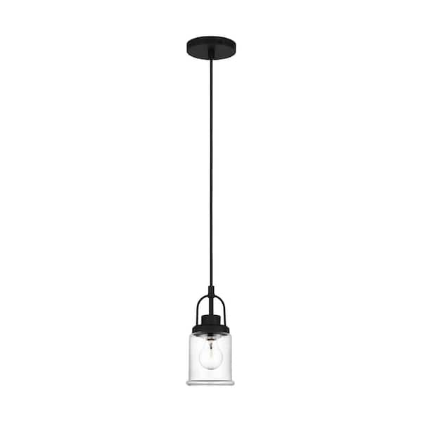 Anders 1-Light Midnight Black Lantern Mini Pendant Light with Clear Glass Shade