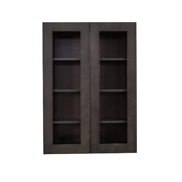 LIFEART CABINETRY Lancaster Shaker Assembled 36 in. x 42 in. x 12 in. Wall Mullion Door Cabinet with 2 Doors 3 Shelves in Vintage Charcoal
