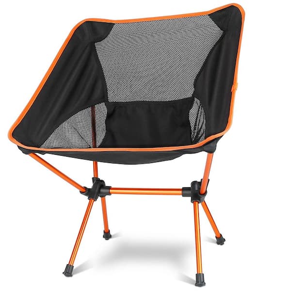 ITOPFOX Orange Black Aluminum Alloy Oxford Cloth Foldable Camping Chair Backpacking Chair For Outdoor Camping Fishing and Picnic