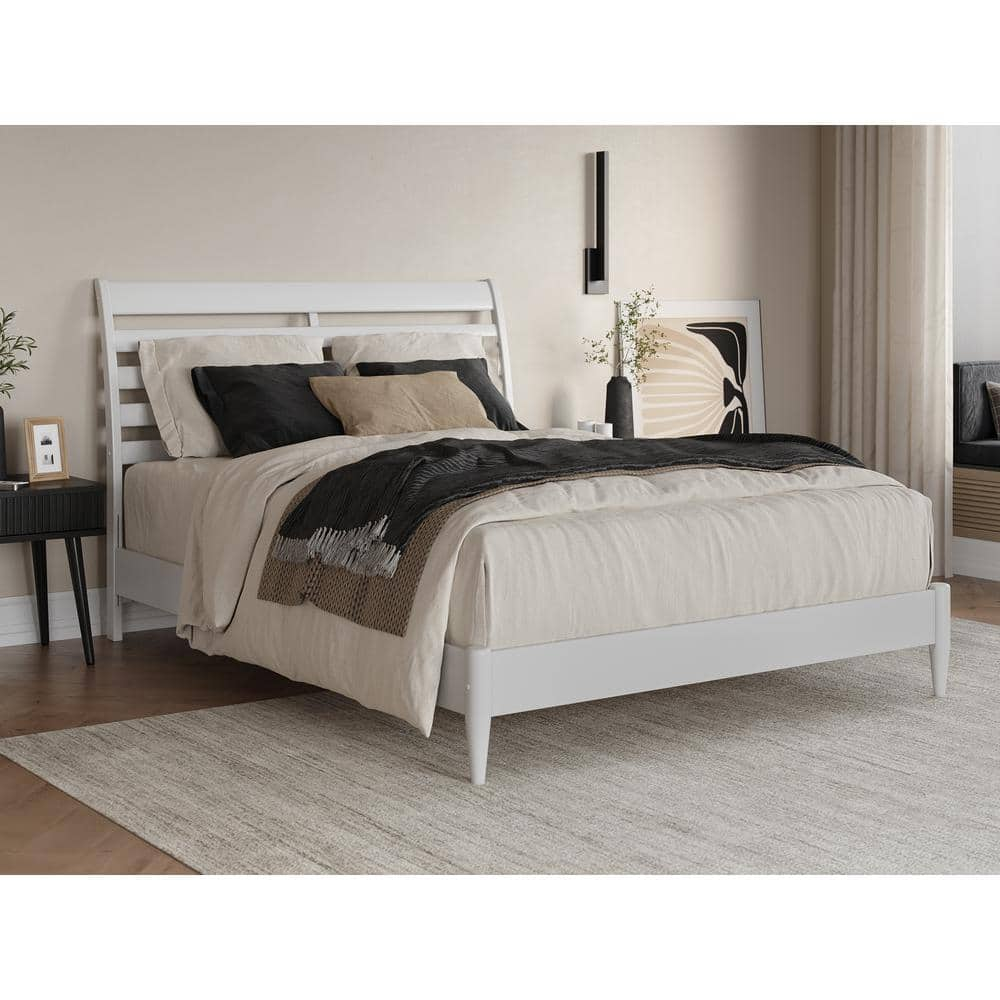 AFI Savannah White Solid Wood Frame Queen Low Profile Platform Bed ...