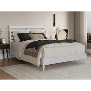 Savannah White Solid Wood Frame Queen Low Profile Platform Bed