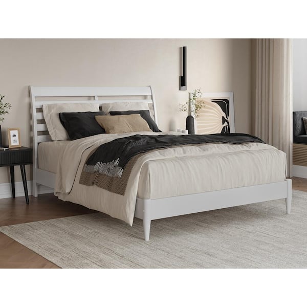 AFI Savannah White Solid Wood Frame Queen Low Profile Platform Bed ...