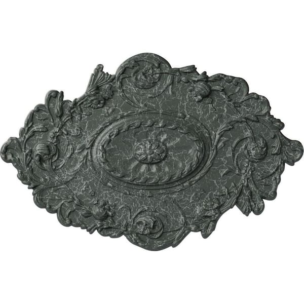 Ekena Millwork 30-1/2" W x 20" H x 1-1/2" Strasbourg Urethane Ceiling Medallion, Athenian Green Crackle