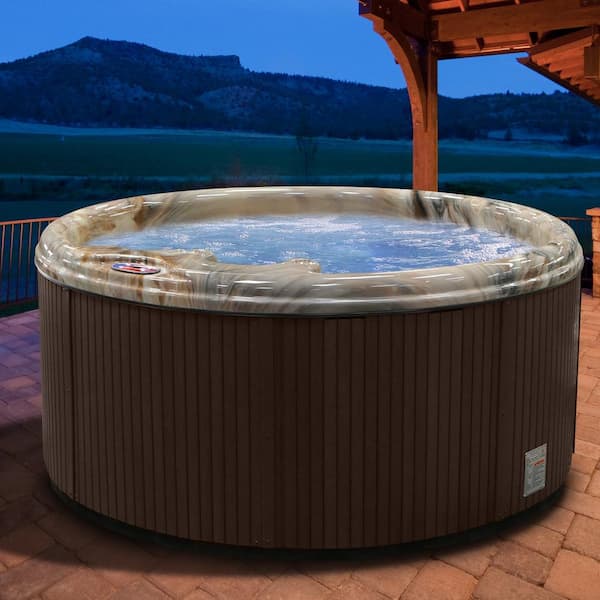American Spas 5-Person 11-Jet Premium Acrylic Round Tuscan Sun Spa Hot Tub with Multi Color Spa Light