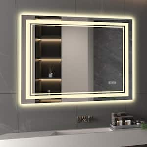 Front Light and Backlit Mirror 40 in. W x 32 in. H Rectangular Frameless Anti-Fog Lighted Wall Bathroom Vanity Mirror