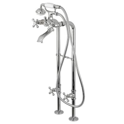 Traditional 3-Handle Claw Foot Freestanding Tub Faucet with Handshower Combo Set in Chrome