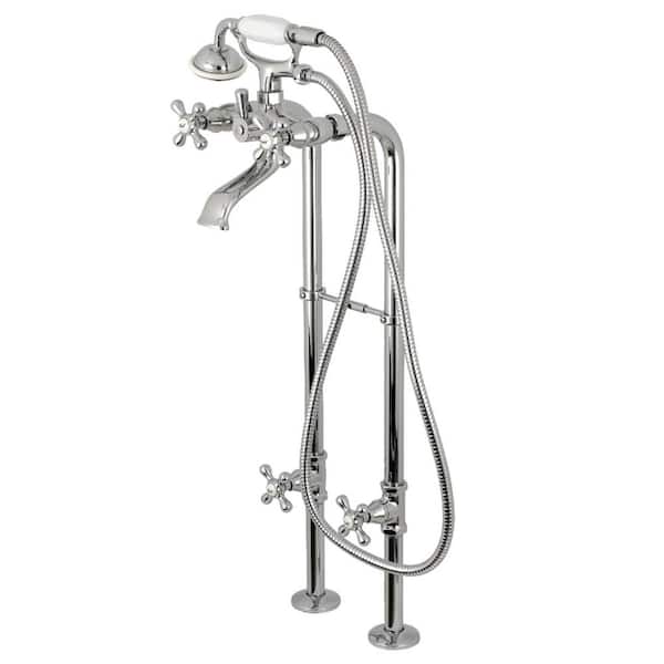 Kingston Brass Traditional 3-Handle Claw Foot Freestanding Tub Faucet with Handshower Combo Set in Chrome
