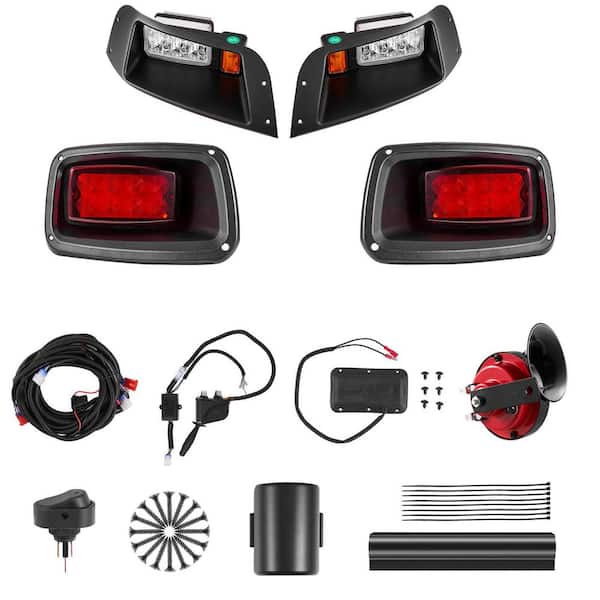 Golf Cart Light Kit, 12 Volt, Street Legal LED Headlight and Tail Light Kit with Wiring Harness, Turn Signals, Cable