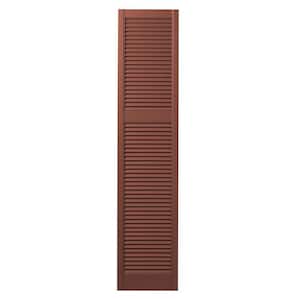 15 in. x 67 in. Cottage Style Open Louvered Polypropylene Shutters Pair in Red