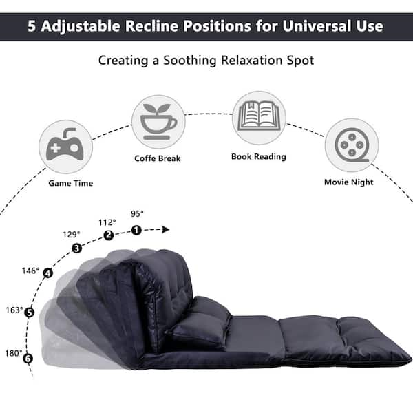 Black Polyester Ottoman Chaise Lounge for Small Space with Pillow OSB4040 -  The Home Depot