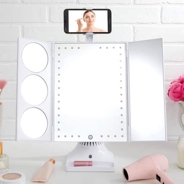 Unbranded 8.25 in. W Makeup Mirror Swiveling Smartphone Mount in White
