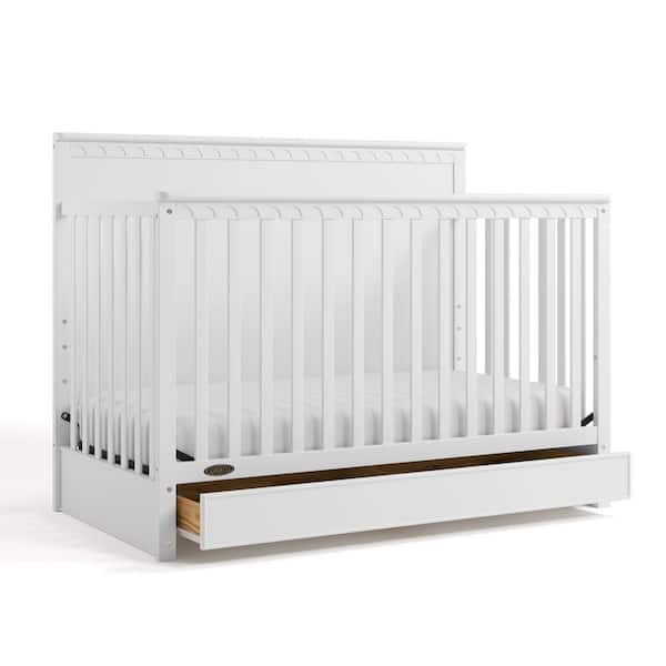 Sasha White 5-in-1 Convertible Crib with Drawer