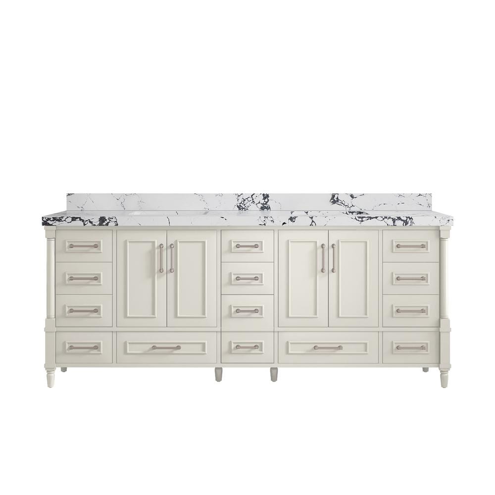 Hudson 60 in. Single Sink Freestanding Alabaster Bath Vanity with Viola Night Quatrz Top Unassembled price history on PriceWatchPro