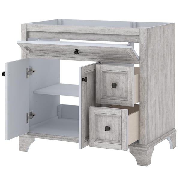 Bathroom Vanities Outlet Atlanta Renovate for LessColumbia 48 Single Vanity,  Ash Gray, Radiant Gold w/ Glossy White Composite Top
