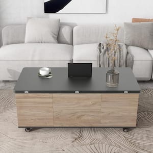 47 in. Walnut Rectangle MDF Modern Lift Top Coffee Table Multi Functional Table with 3-Drawers