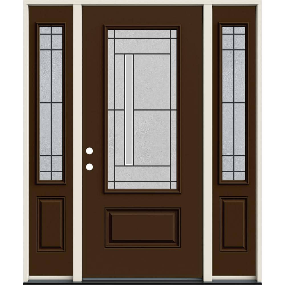 60 in. x 80 in. Right-Hand 3/4 Lite Decorative Glass Atherton Dark Chocolate Fiberglass Prehung Front Door w/Sidelites price history on PriceWatchPro