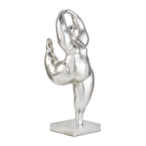 20 in. x 7 in. Silver Polystone Modern Dancer Sculpture